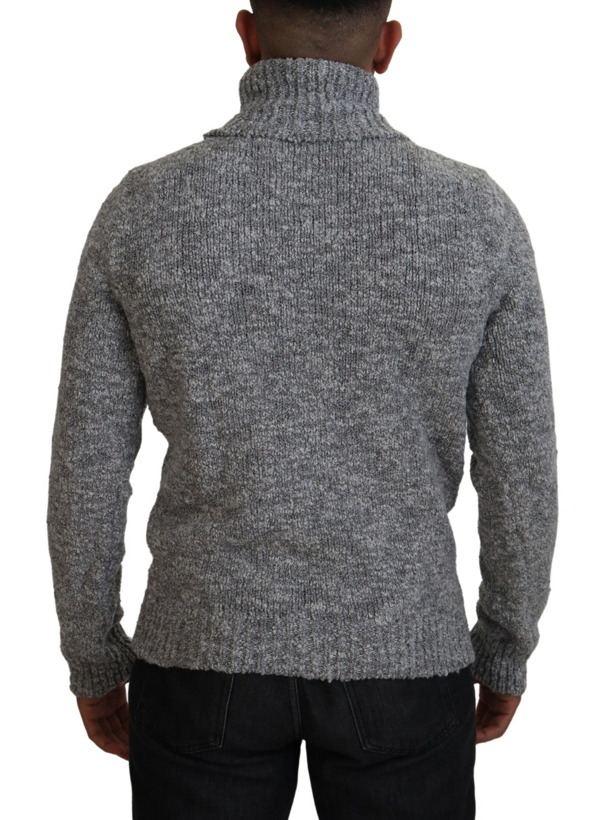 Pull en laine grise à col montant en jersey de Dolce &amp; Gabbana