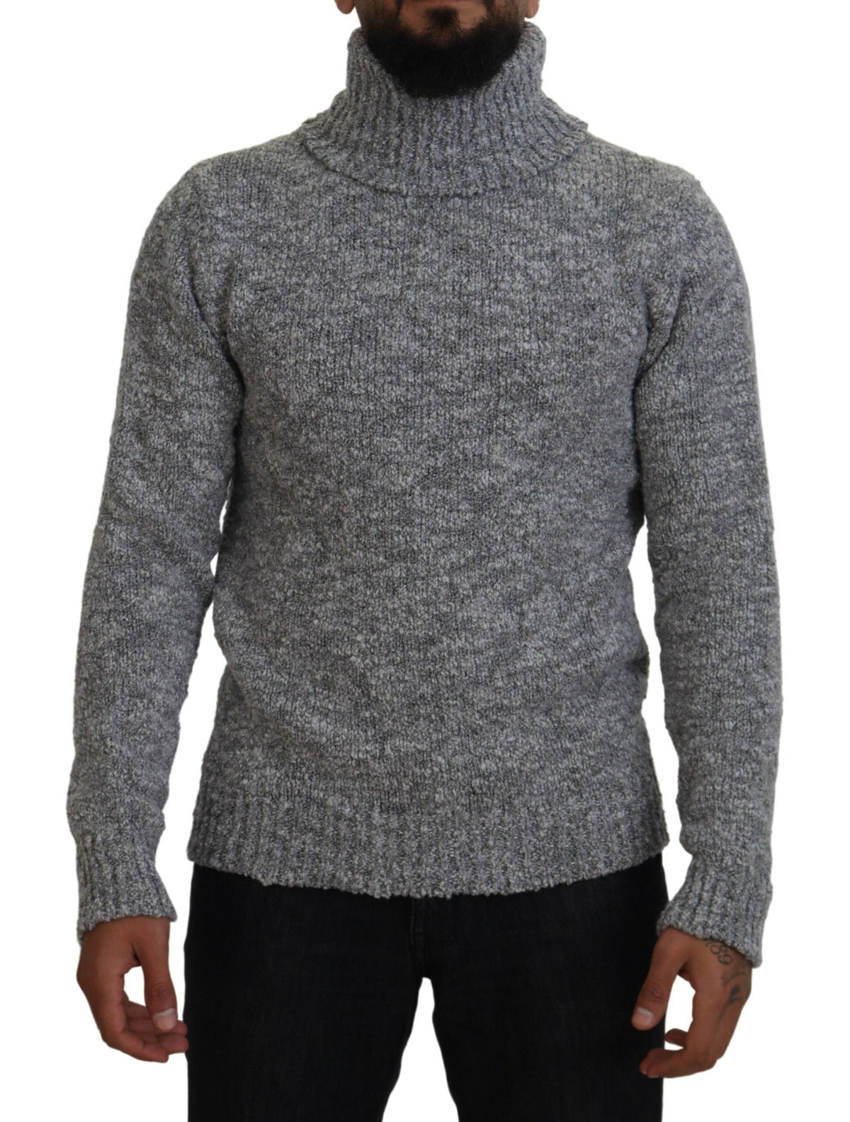 Pull en laine grise à col montant en jersey de Dolce &amp; Gabbana