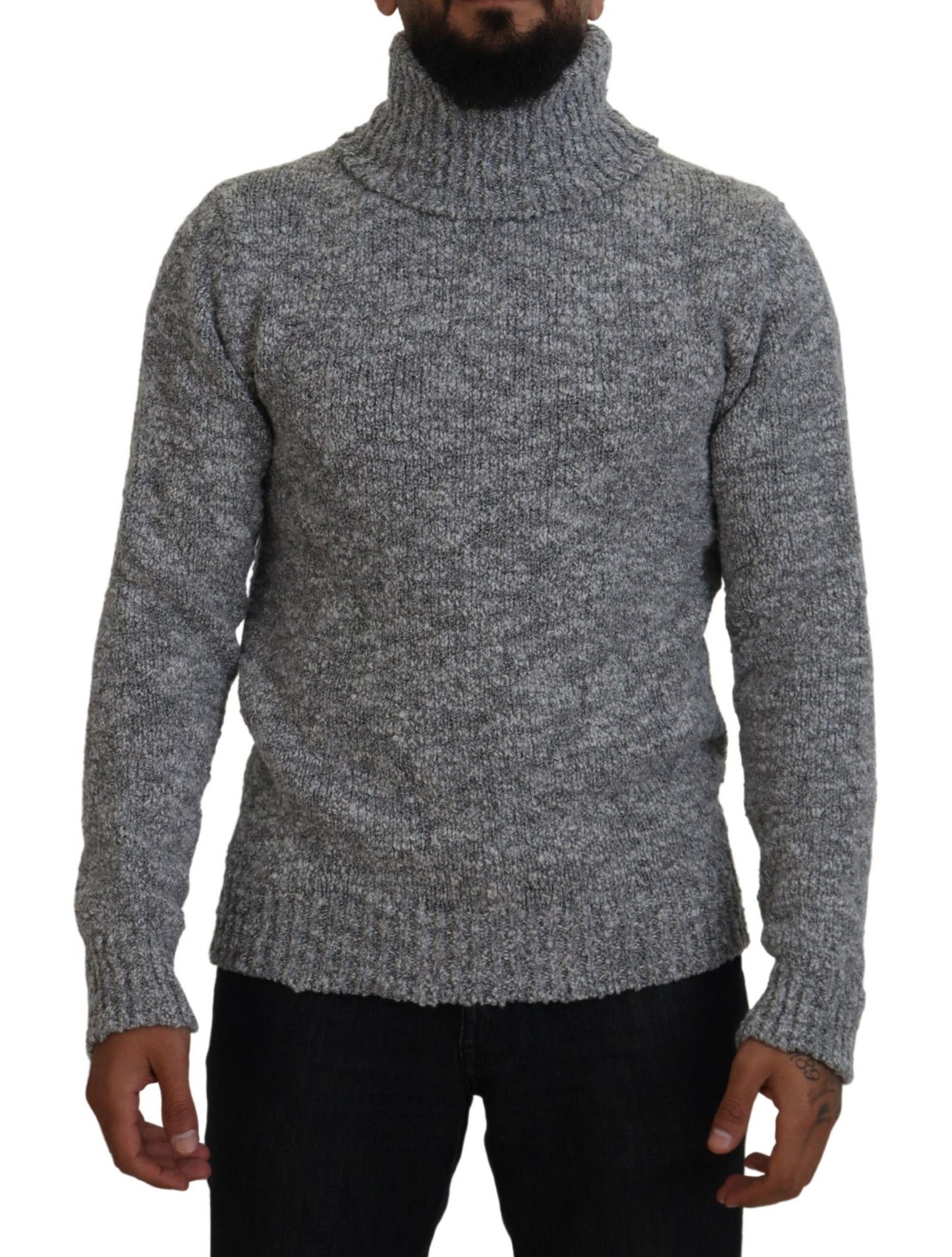 Pull en laine grise à col montant en jersey de Dolce &amp; Gabbana