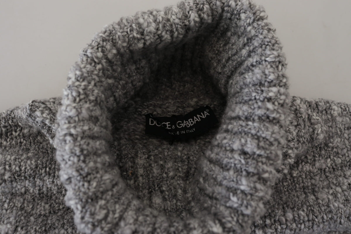 Pull en laine grise à col montant en jersey de Dolce &amp; Gabbana