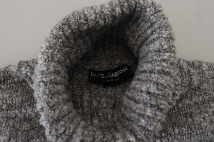 Pull en laine grise à col montant en jersey de Dolce &amp; Gabbana