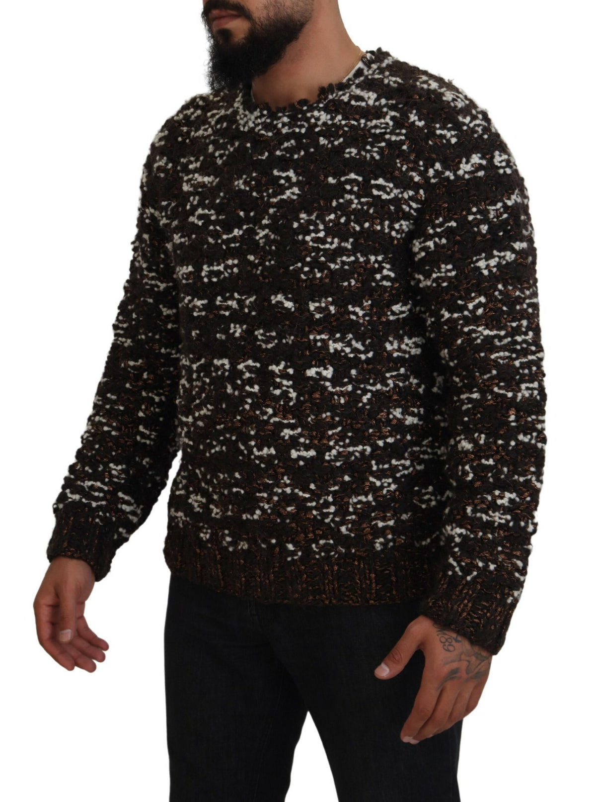 Pull en laine tricotée marron Fatto A Mano de Dolce &amp; Gabbana