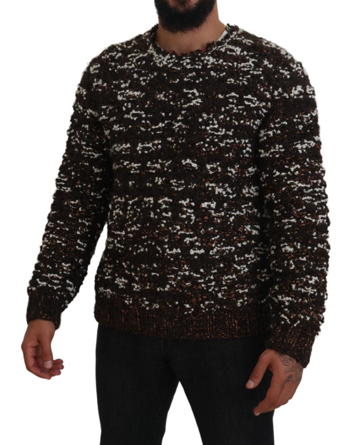 Pull en laine tricotée marron Fatto A Mano de Dolce &amp; Gabbana