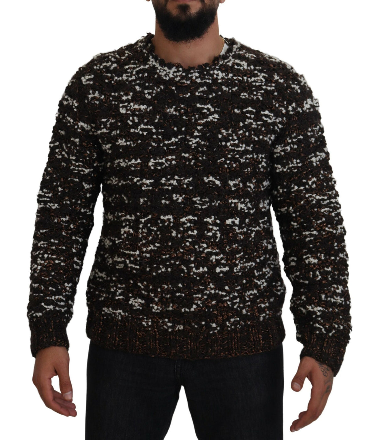 Pull en laine tricotée marron Fatto A Mano de Dolce &amp; Gabbana