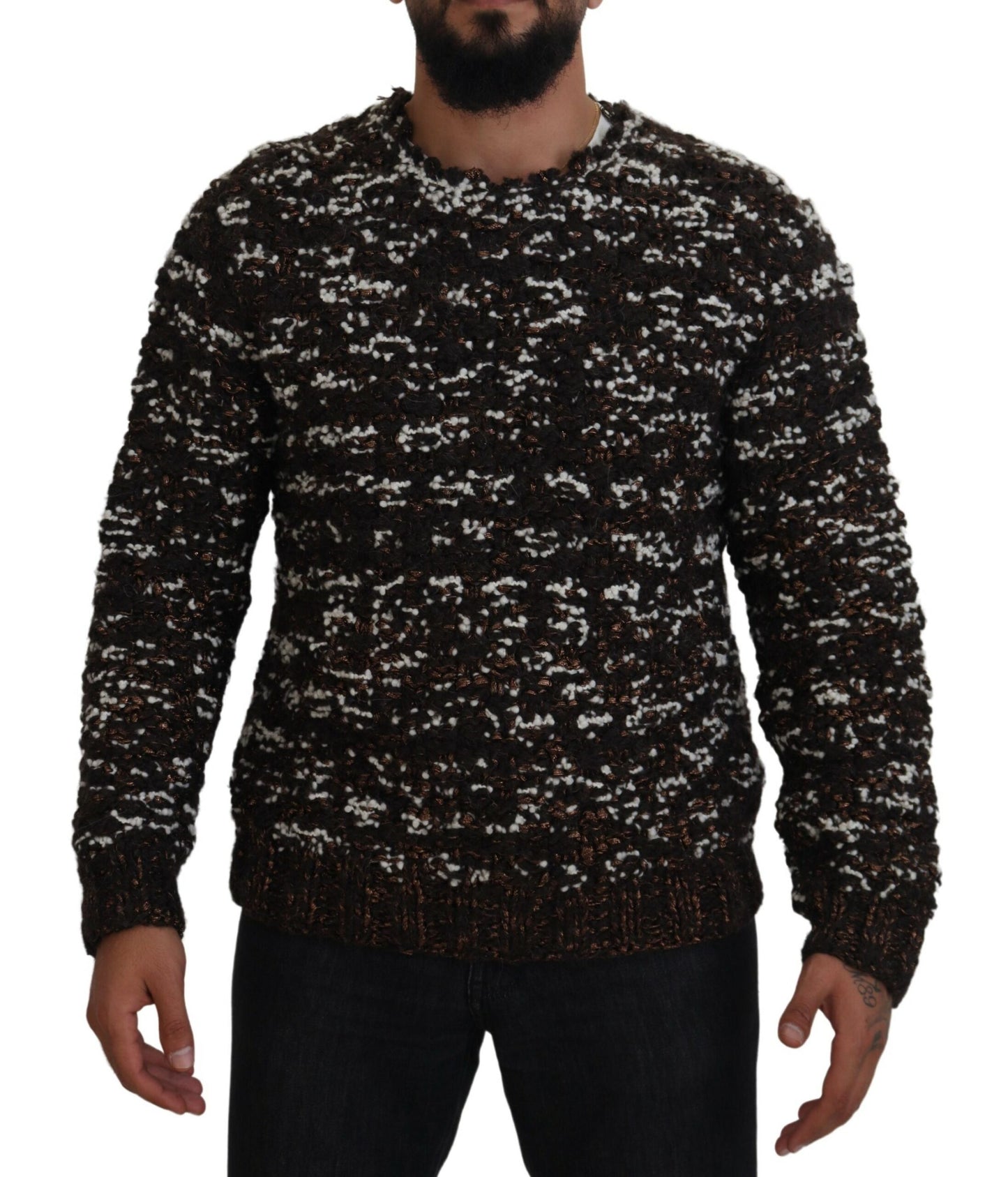 Pull en laine tricotée marron Fatto A Mano de Dolce &amp; Gabbana