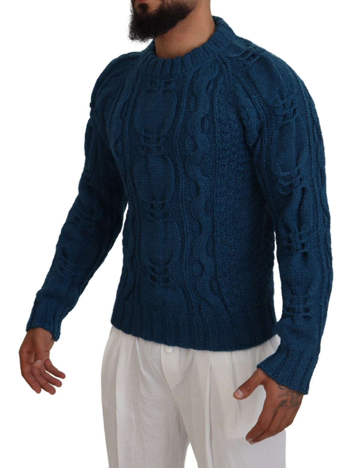 Pull en laine et alpaga bleu à maille de Dolce &amp; Gabbana