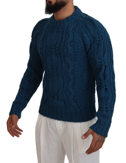 Pull en laine et alpaga bleu à maille de Dolce &amp; Gabbana