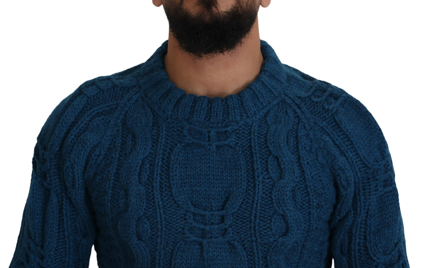 Pull en laine et alpaga bleu à maille de Dolce &amp; Gabbana