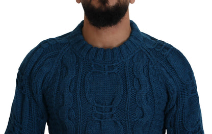 Pull en laine et alpaga bleu à maille de Dolce &amp; Gabbana