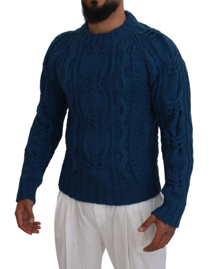 Pull en laine et alpaga bleu à maille de Dolce &amp; Gabbana