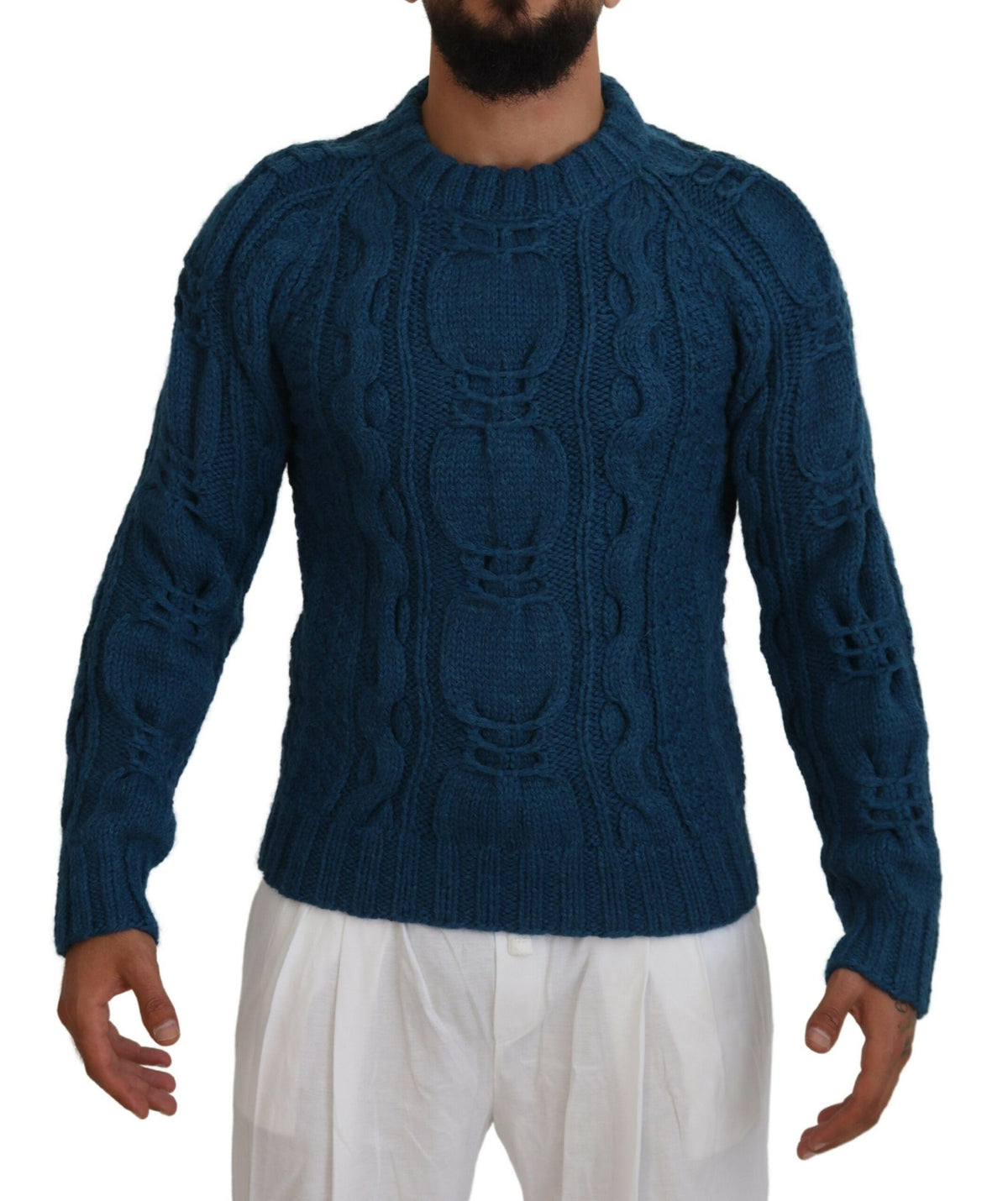 Pull en laine et alpaga bleu à maille de Dolce &amp; Gabbana