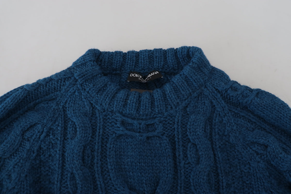 Pull en laine et alpaga bleu à maille de Dolce &amp; Gabbana