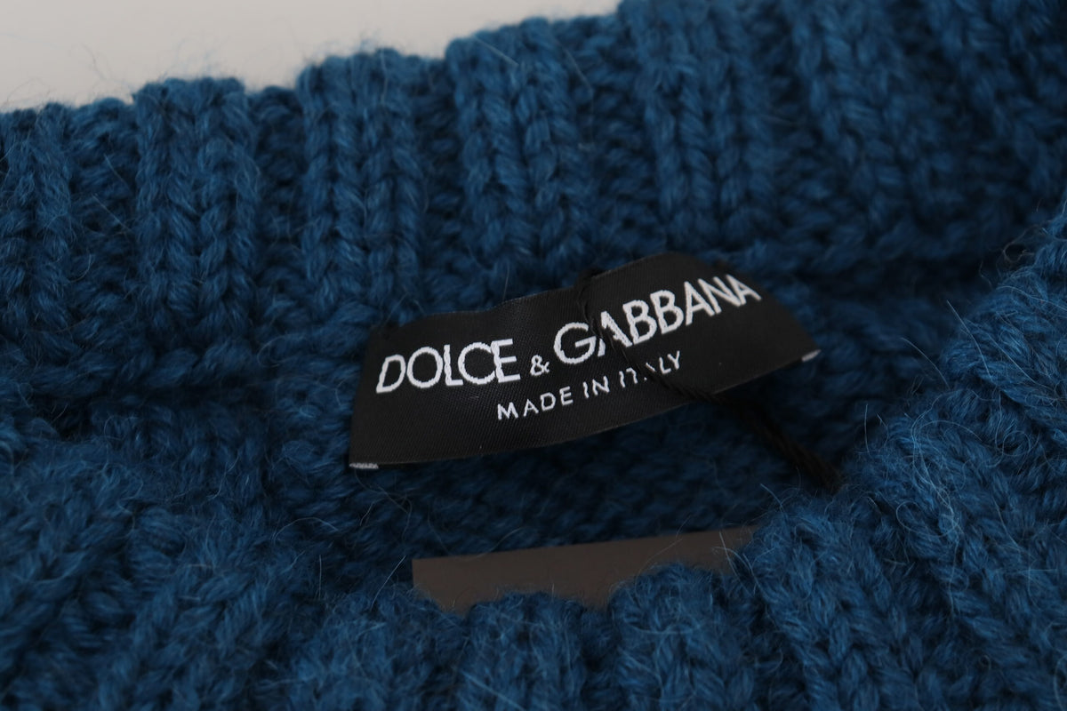 Pull en laine et alpaga bleu à maille de Dolce &amp; Gabbana