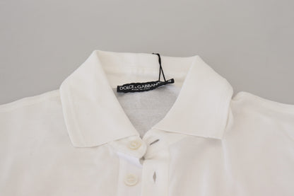 Polo à manches courtes en coton blanc avec logo Dolce &amp; Gabbana