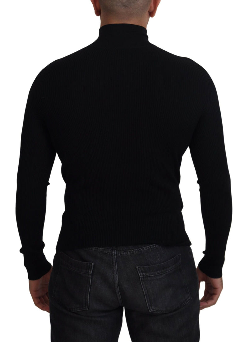 Dolce &amp; Gabbana zwarte trui met halve ritssluiting en hoge hals