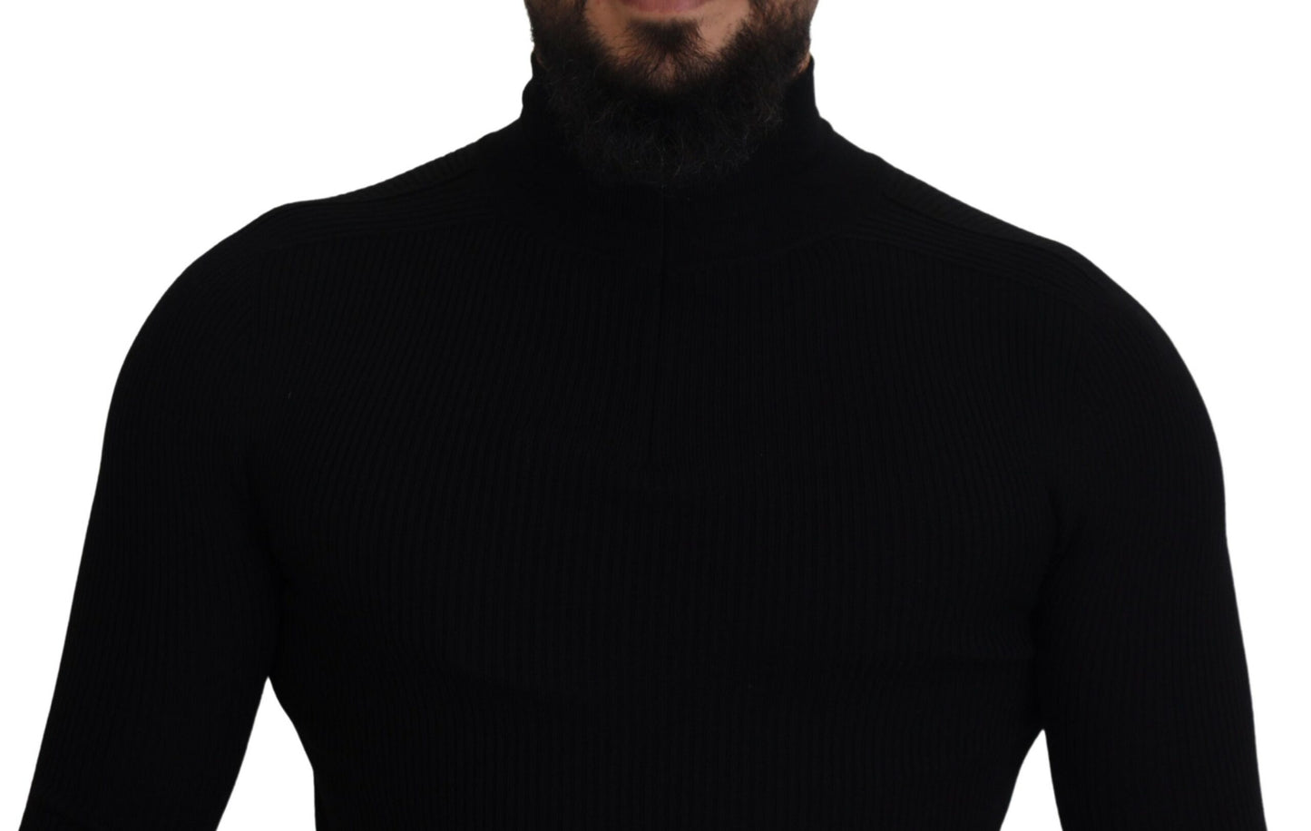 Pull en maille à col montant noir avec demi-fermeture éclair de Dolce &amp; Gabbana