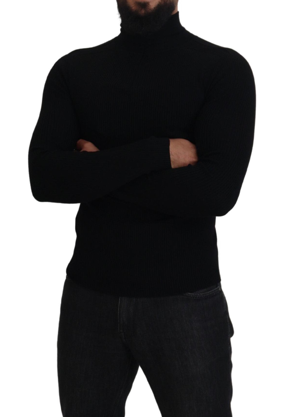 Pull en maille à col montant noir avec demi-fermeture éclair de Dolce &amp; Gabbana