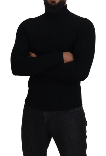 Pull en maille à col montant noir avec demi-fermeture éclair de Dolce &amp; Gabbana