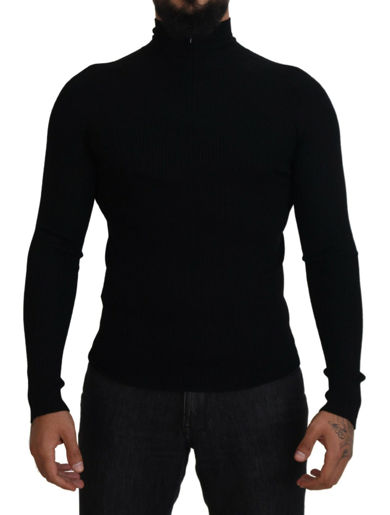 Dolce &amp; Gabbana zwarte trui met halve ritssluiting en hoge hals