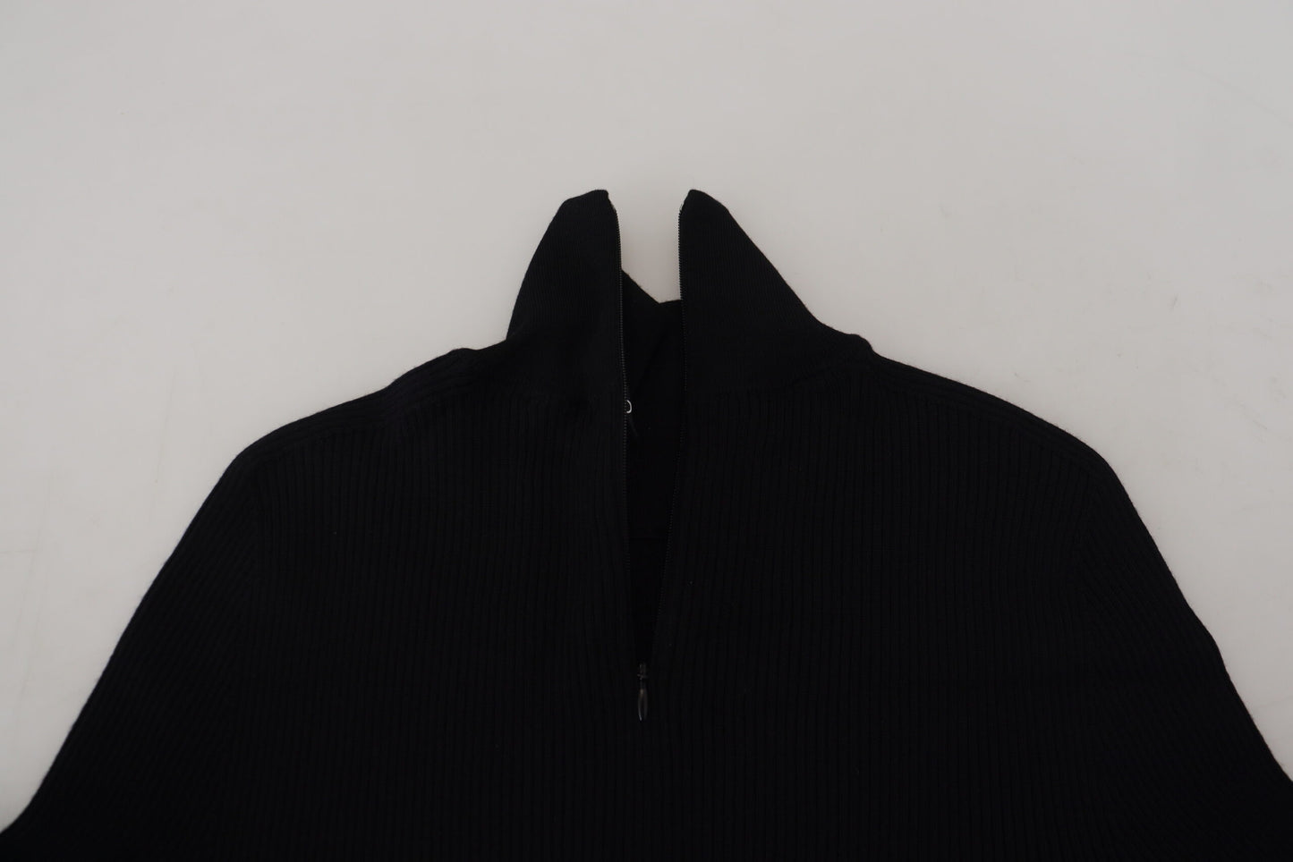Pull en maille à col montant noir avec demi-fermeture éclair de Dolce &amp; Gabbana