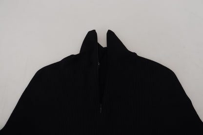 Pull en maille à col montant noir avec demi-fermeture éclair de Dolce &amp; Gabbana