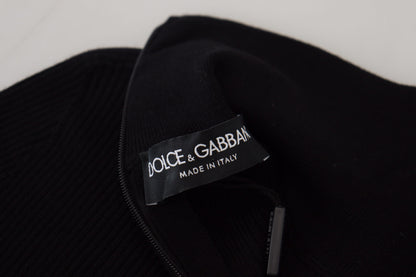 Pull en maille à col montant noir avec demi-fermeture éclair de Dolce &amp; Gabbana