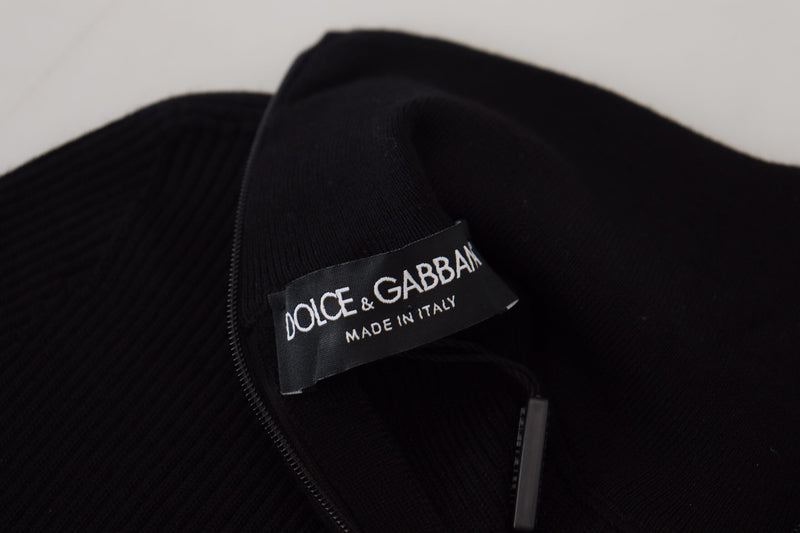 Dolce &amp; Gabbana zwarte trui met halve ritssluiting en hoge hals