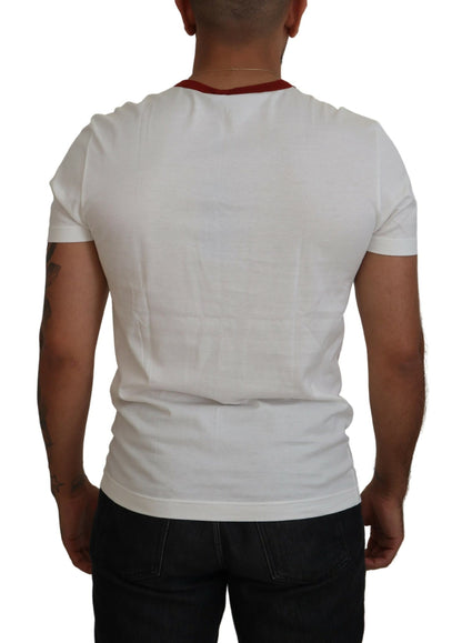 T-shirt à col rond en coton blanc avec imprimé du logo de Dolce &amp; Gabbana