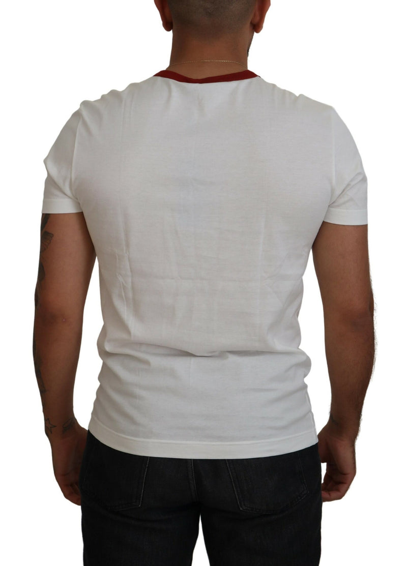 Dolce &amp; Gabbana katoenen T-shirt met witte logo-print en ronde hals.