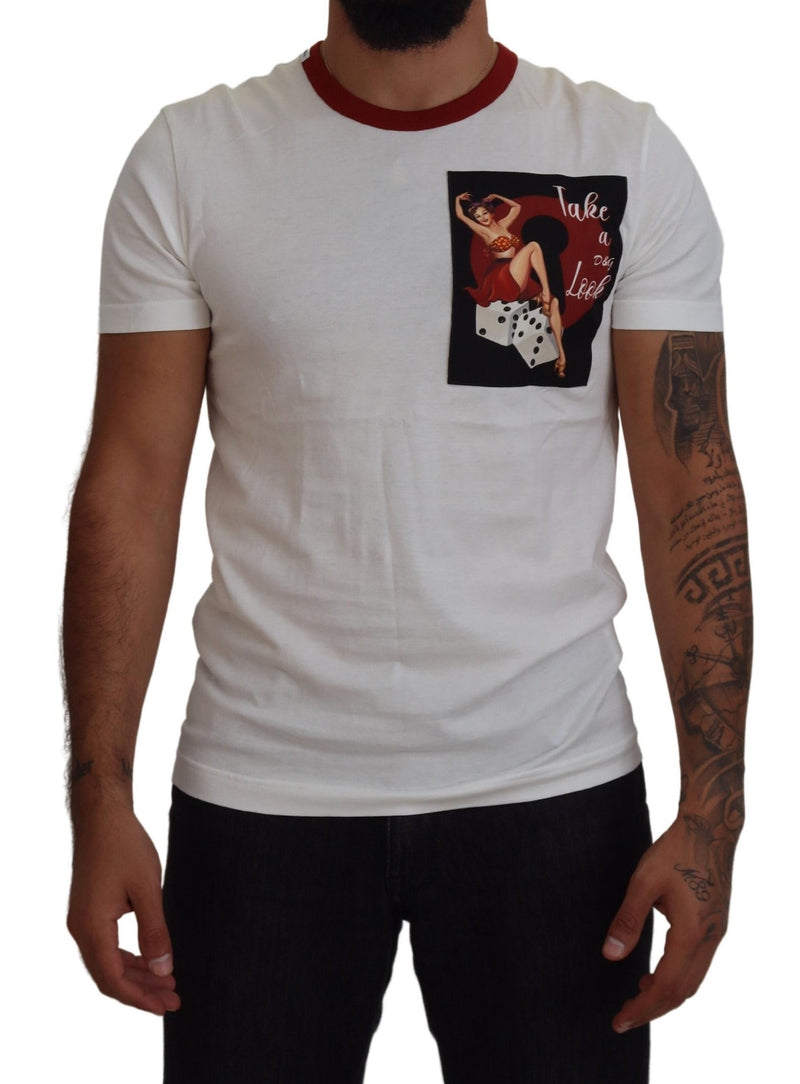 Dolce &amp; Gabbana katoenen T-shirt met witte logo-print en ronde hals.
