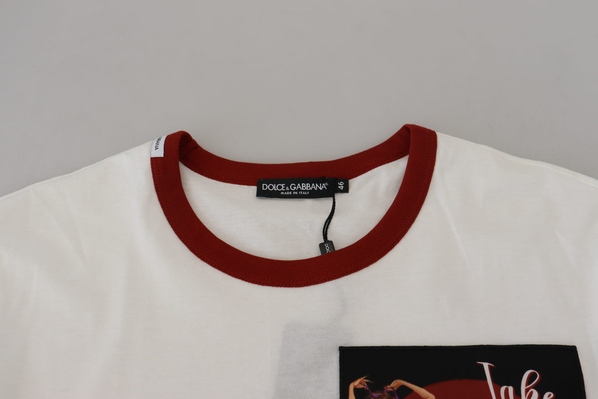 T-shirt à col rond en coton blanc avec imprimé du logo de Dolce &amp; Gabbana