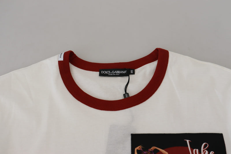 Dolce &amp; Gabbana katoenen T-shirt met witte logo-print en ronde hals.