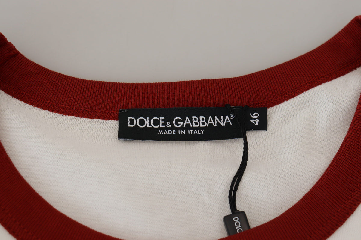 T-shirt à col rond en coton blanc avec imprimé du logo de Dolce &amp; Gabbana