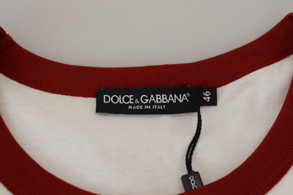 T-shirt à col rond en coton blanc avec imprimé du logo de Dolce &amp; Gabbana