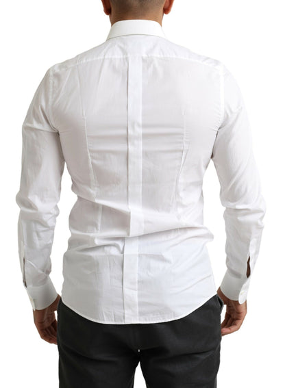 Chemise blanche à manches longues, coupe ajustée, style baroque, de Dolce & Gabbana.