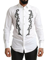 Chemise blanche à manches longues, coupe ajustée, style baroque, de Dolce &amp; Gabbana.