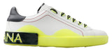 Dolce & Gabbana Portofino White Yellow Leather Sneakers