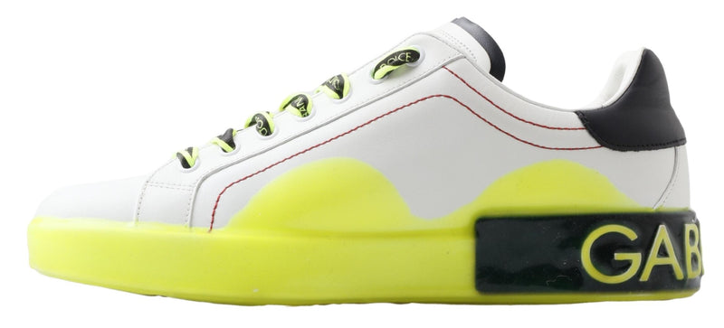 Dolce & Gabbana Portofino White Yellow Leather Sneakers