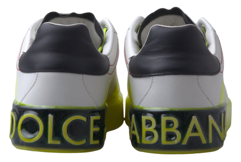 Dolce & Gabbana Portofino White Yellow Leather Sneakers