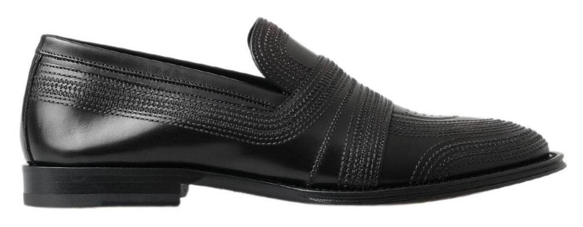 Dolce & Gabbana Black Leather Slipper Loafers for Men