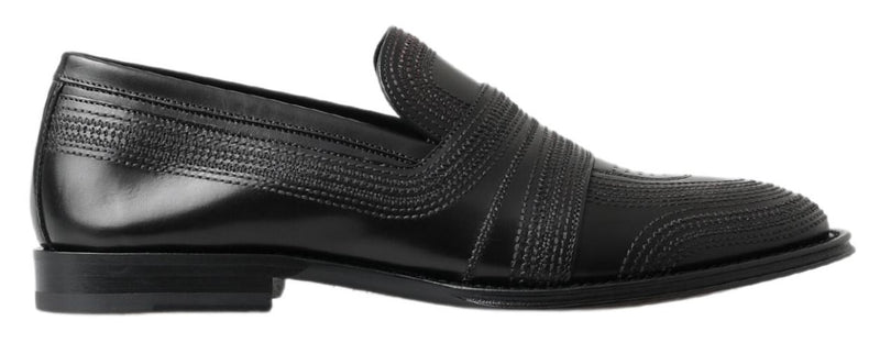 Dolce & Gabbana Black Leather Slipper Loafers for Men