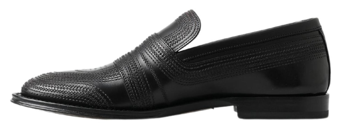 Dolce & Gabbana Black Leather Slipper Loafers for Men