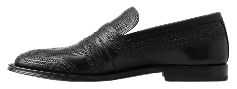 Dolce & Gabbana Black Leather Slipper Loafers for Men