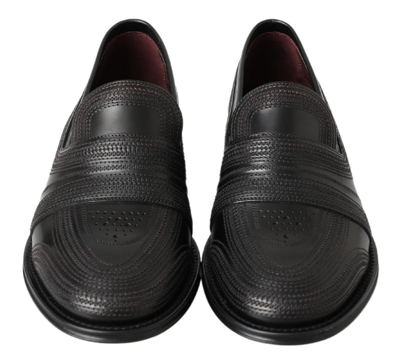 Dolce & Gabbana Black Leather Slipper Loafers for Men
