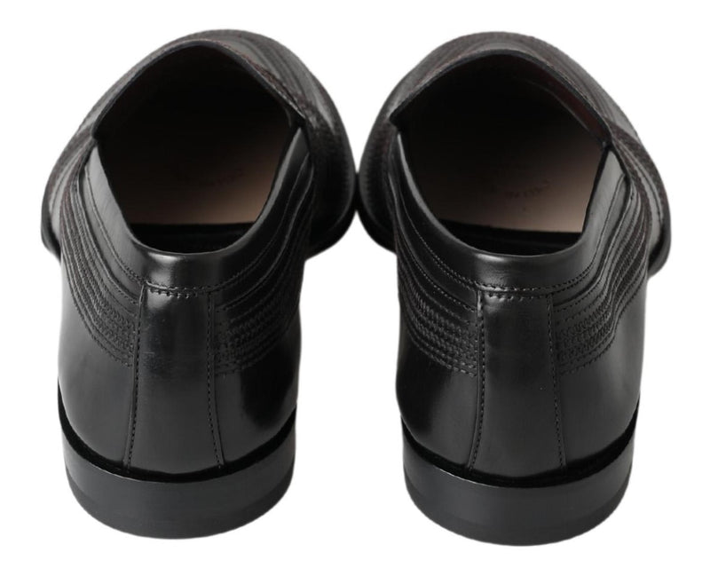 Dolce & Gabbana Black Leather Slipper Loafers for Men