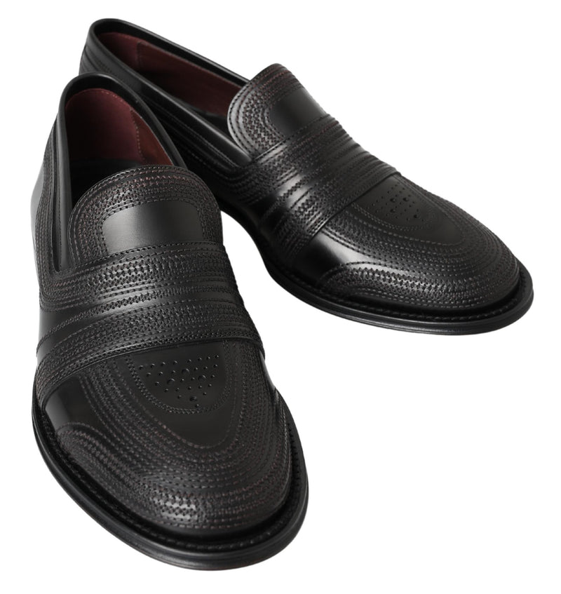Dolce & Gabbana Black Leather Slipper Loafers for Men