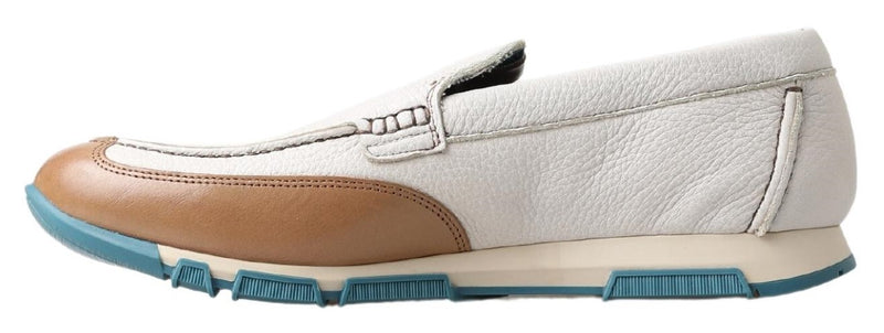 Dolce & Gabbana White Leather Loafers - Elegant Moccasins
