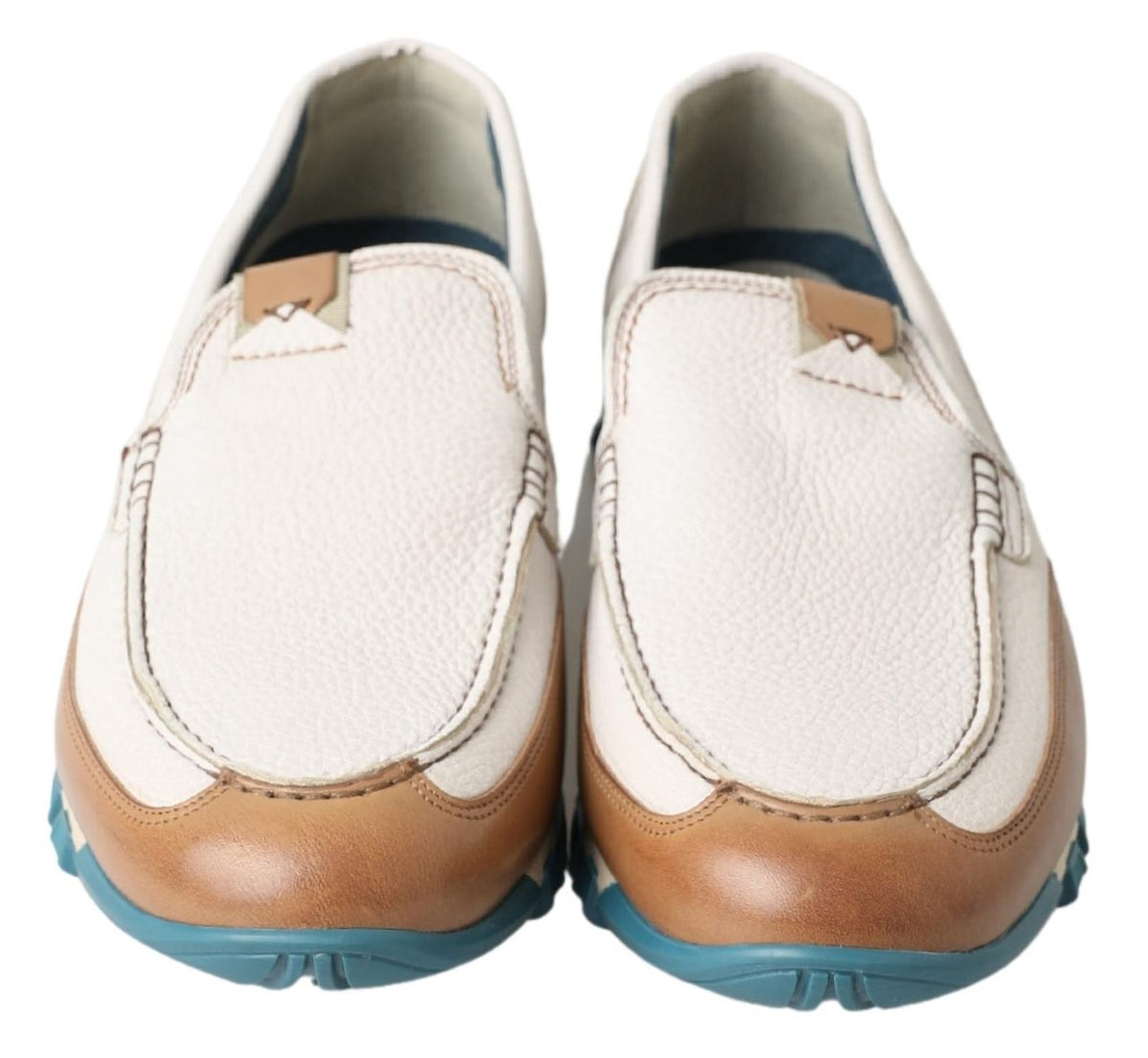 Dolce & Gabbana White Leather Loafers - Elegant Moccasins