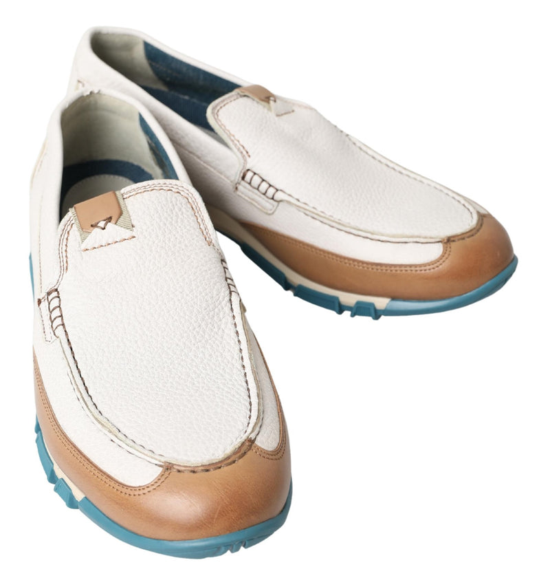 Dolce & Gabbana White Leather Loafers - Elegant Moccasins