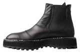 Dolce & Gabbana Black Leather Slip-On Stretch Boots